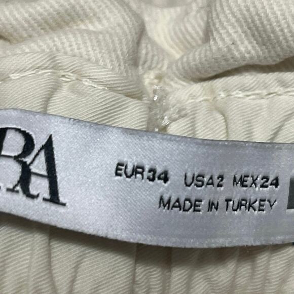 Zara Womens White High Waisted Tapered Barrel Casual Cropped Denim Jeans Size 2 - Picture 4 of 4